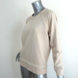 Lanvin Pearl-Trim Sweatshirt Light Beige Cotton Size Small Crewneck Pullover available at CelebrityOwned.com img_5