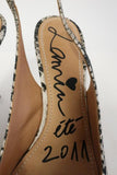 Lanvin Slingback Pump Snake Print Canvas Size 40 Wood Heel available at CelebrityOwned.com img_7