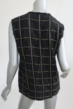 Lanvin Top Black Checked Viscose-Blend Size 38 Sleeveless Blouse available at CelebrityOwned.com img_4