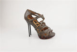 Lanvin Tortoiseshell Platform Sandal Taupe Gray Leather Size 39 Open Toe Heel available at CelebrityOwned.com img_1