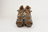 Lanvin Tortoiseshell Platform Sandal Taupe Gray Leather Size 39 Open Toe Heel available at CelebrityOwned.com img_4
