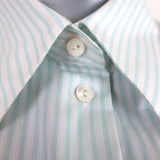 Loro Piana Button Down Shirt Cream/Blue Striped Size 48 Long Sleeve Blouse NEW available at CelebrityOwned.com img_2