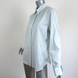 Loro Piana Button Down Shirt Cream/Blue Striped Size 48 Long Sleeve Blouse NEW available at CelebrityOwned.com img_3