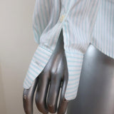 Loro Piana Button Down Shirt Cream/Blue Striped Size 48 Long Sleeve Blouse NEW available at CelebrityOwned.com img_4