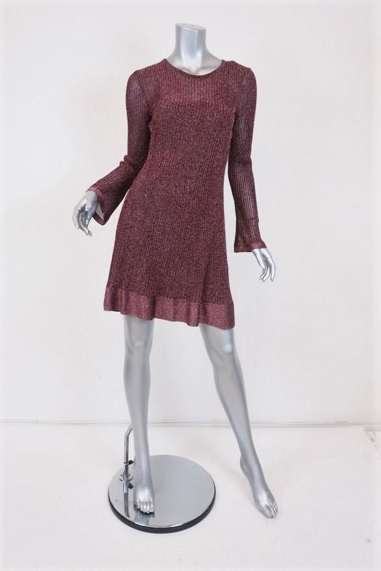 M Missoni Dress Pink Metallic Knit Size 42 Long Sleeve Ruffle-Hem Mini NEW available at CelebrityOwned.com img_1