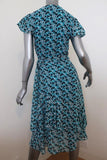 MICHAEL Michael Kors Wrap Dress Blue Floral Print Georgette Size Extra Small available at CelebrityOwned.com img_5