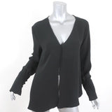 Magda Butrym Blouse Black Lace-Trim Silk Size 36 Long Sleeve Top available at CelebrityOwned.com img_1