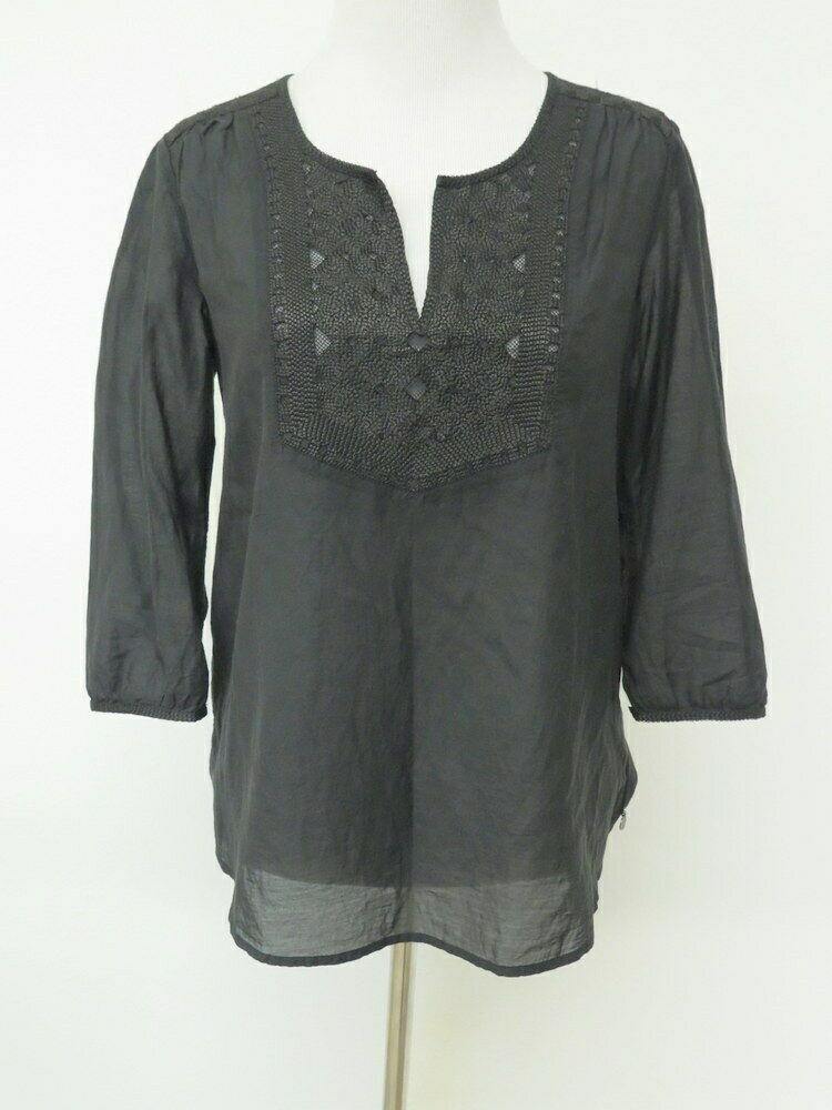 Maison Scotch Blouse Black Embroidered Cotton Size 1 available at CelebrityOwned.com img_1