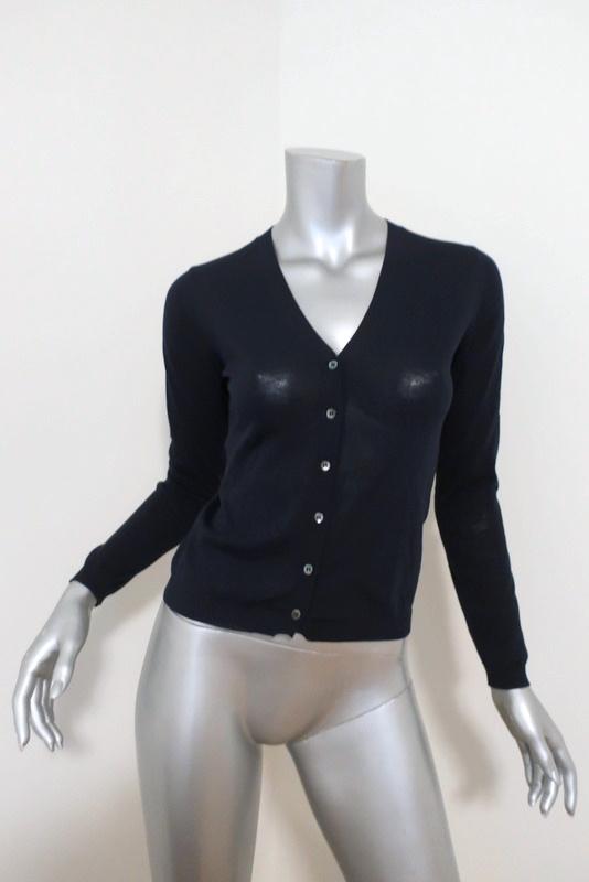 Malo Cardigan Navy Cotton Knit Size 38 V-Neck Sweater available at CelebrityOwned.com img_1