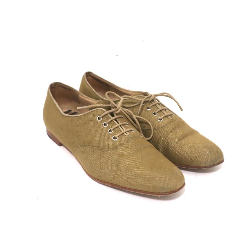 Manolo Blahnik Oxfords Sage Raw Silk Size 38.5 Lace-Up Flats available at CelebrityOwned.com img_1