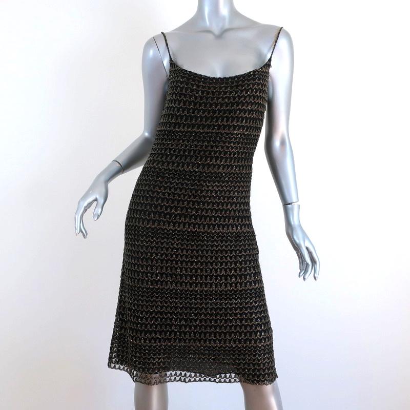 Marc Jacobs Beaded Slip Dress Black/Gold Size 6 available at CelebrityOwned.com img_1