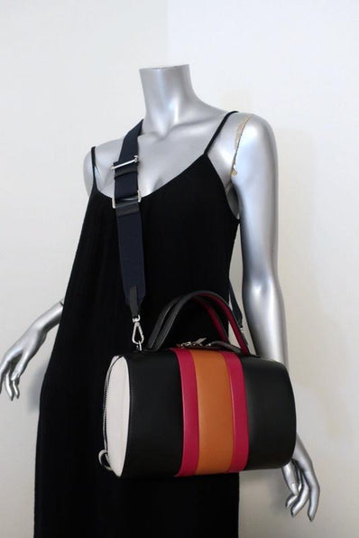 Marni Duffle Bag Black/Multicolor Striped Leather Small Crossbody Bag available at CelebrityOwned.com img_1