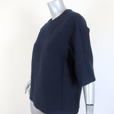 Marni Top Navy Wool Crepe Size 38 Half-Sleeve Blouse available at CelebrityOwned.com img_3