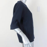 Marni Top Navy Wool Crepe Size 38 Half-Sleeve Blouse available at CelebrityOwned.com img_4