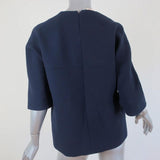 Marni Top Navy Wool Crepe Size 38 Half-Sleeve Blouse available at CelebrityOwned.com img_5