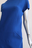 Michael Kors Shift Dress Royal Blue Stretch Wool Crepe Size 6 Short Sleeve available at CelebrityOwned.com img_3