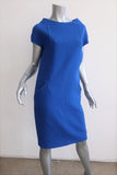 Michael Kors Shift Dress Royal Blue Stretch Wool Crepe Size 6 Short Sleeve available at CelebrityOwned.com img_4