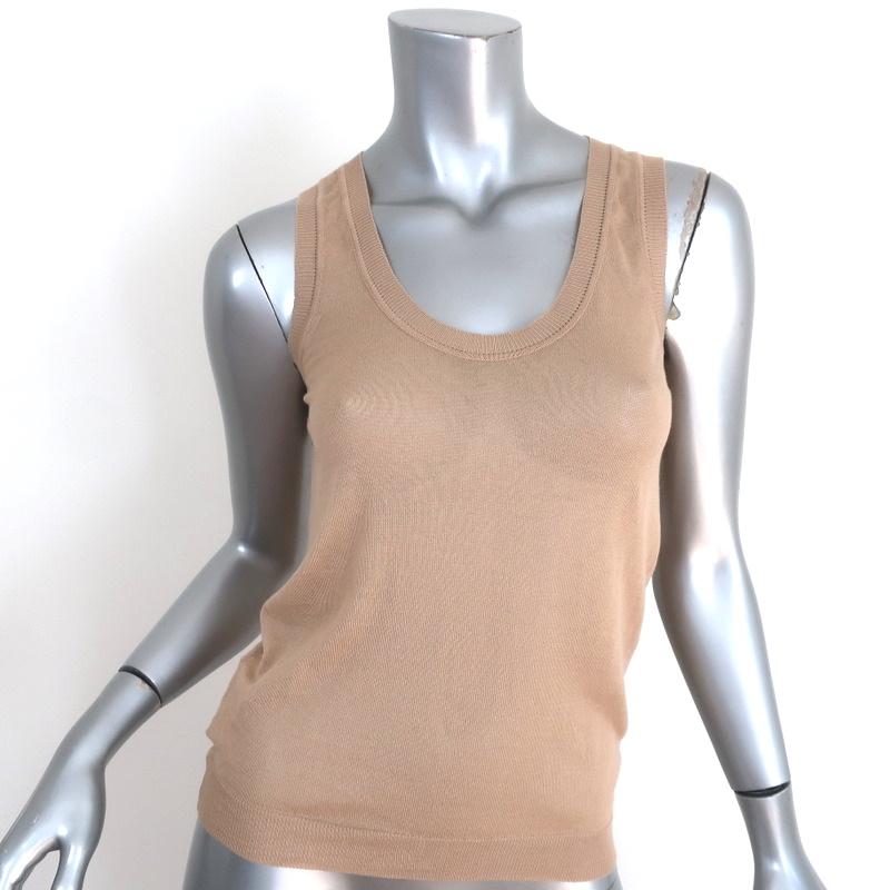 Miu Miu Tank Top Beige Cotton Knit Size 38 available at CelebrityOwned.com img_1