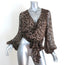NICHOLAS Wrap Top Leopard Print Chiffon Size US 2 Long Sleeve Blouse