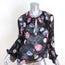 Nicholas Blouse Black Floral Print Ruffled Silk Size US 2 Long Sleeve Top