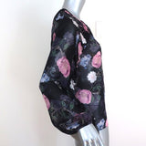 Nicholas Blouse Black Floral Print Ruffled Silk Size US 2 Long Sleeve Top available at CelebrityOwned.com img_4