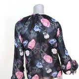 Nicholas Blouse Black Floral Print Ruffled Silk Size US 2 Long Sleeve Top available at CelebrityOwned.com img_5