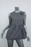 No. 21 Crystal Bird Peplum Top Black & White Gingham Size 40 Sleeveless Blouse available at CelebrityOwned.com img_1