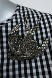 No. 21 Crystal Bird Peplum Top Black & White Gingham Size 40 Sleeveless Blouse available at CelebrityOwned.com img_6