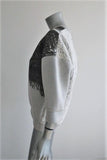 No. 21 Palm Tree Sweatshirt Light Gray Neoprene Size 40 Lace-Back Pullover available at CelebrityOwned.com img_2