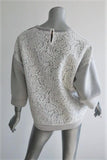 No. 21 Palm Tree Sweatshirt Light Gray Neoprene Size 40 Lace-Back Pullover available at CelebrityOwned.com img_4