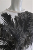 No. 21 Palm Tree Sweatshirt Light Gray Neoprene Size 40 Lace-Back Pullover available at CelebrityOwned.com img_5