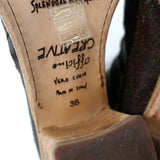 Officine Creative Mules Dark Brown Cracked Leather Size 36 Peep Toe Mid-Heel available at CelebrityOwned.com img_10