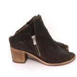 Officine Creative Mules Dark Brown Cracked Leather Size 36 Peep Toe Mid-Heel available at CelebrityOwned.com img_2