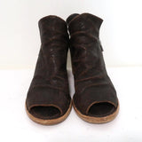 Officine Creative Mules Dark Brown Cracked Leather Size 36 Peep Toe Mid-Heel available at CelebrityOwned.com img_3