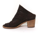 Officine Creative Mules Dark Brown Cracked Leather Size 36 Peep Toe Mid-Heel available at CelebrityOwned.com img_6
