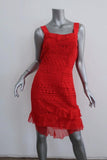 Oscar de la Renta Dress Red Organza-Trim Guipure Lace Size 4 Sleeveless Sheath available at CelebrityOwned.com img_2