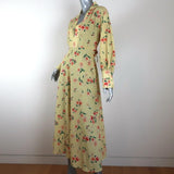 Paloma Blue Midi Dress Bronte Yellow Floral Print Size Small Long Sleeve V-Neck available at CelebrityOwned.com img_2