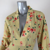 Paloma Blue Midi Dress Bronte Yellow Floral Print Size Small Long Sleeve V-Neck available at CelebrityOwned.com img_3