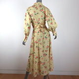 Paloma Blue Midi Dress Bronte Yellow Floral Print Size Small Long Sleeve V-Neck available at CelebrityOwned.com img_5