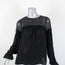 Parker Lace Yoke Blouse Antonia Black Silk Size Extra Small Long Sleeve Top