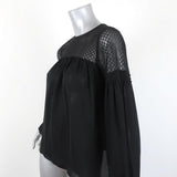 Parker Lace Yoke Blouse Antonia Black Silk Size Extra Small Long Sleeve Top available at CelebrityOwned.com img_2
