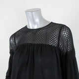 Parker Lace Yoke Blouse Antonia Black Silk Size Extra Small Long Sleeve Top available at CelebrityOwned.com img_3