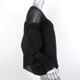 Parker Lace Yoke Blouse Antonia Black Silk Size Extra Small Long Sleeve Top available at CelebrityOwned.com img_4