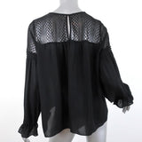 Parker Lace Yoke Blouse Antonia Black Silk Size Extra Small Long Sleeve Top available at CelebrityOwned.com img_5
