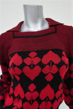 Philosophy Di Lorenzo Serafini Sweater Red/Black Jacquard Knit Pullover Size 2 available at CelebrityOwned.com img_2