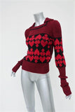 Philosophy Di Lorenzo Serafini Sweater Red/Black Jacquard Knit Pullover Size 2 available at CelebrityOwned.com img_5