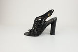 Prada Slingback Sandals Black Madras Woven Leather Size 38.5 Open Toe Heel available at CelebrityOwned.com img_7