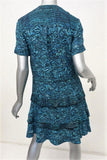 Proenza Schouler Dress Blue Abstract Print Silk Size 2 Ruffle Trim Short Sleeve available at CelebrityOwned.com img_4