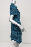 Proenza Schouler Dress Blue Abstract Print Silk Size 2 Ruffle Trim Short Sleeve available at CelebrityOwned.com img_5