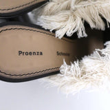 Proenza Schouler Fringed Canvas Mules Cream Size 37 High Heel Sandals available at CelebrityOwned.com img_8